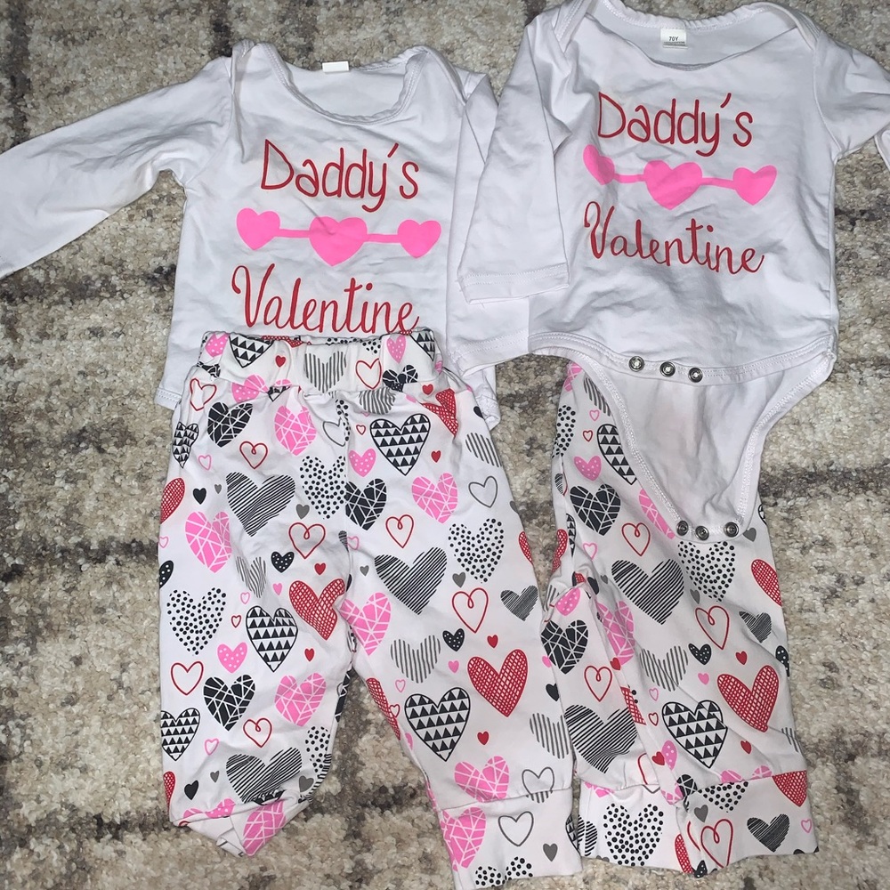 Twin Valentine’s Day outfits